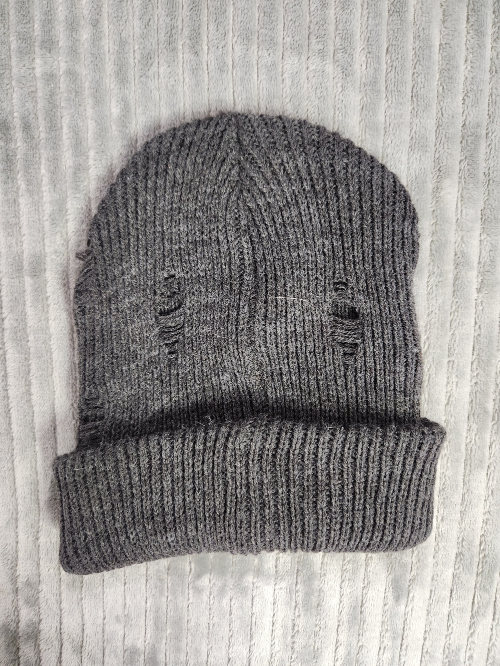 David and Young Black Gray charcoal knit Beanie Hat One Size tfbbl04